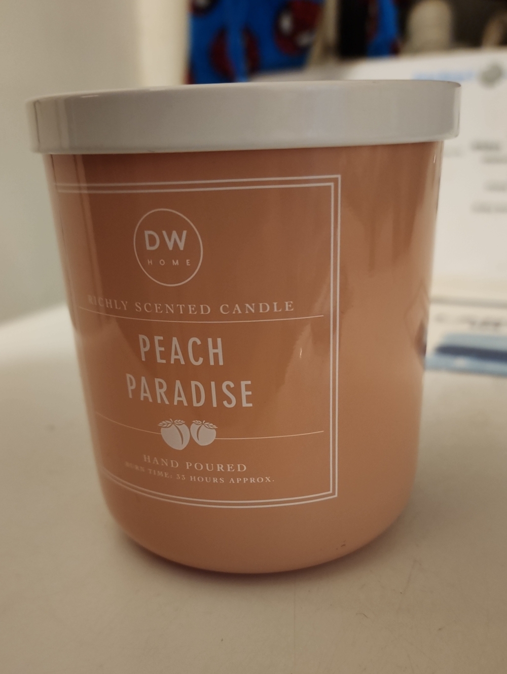DW Home Peach Paradise Candle - Peach Tone with White Lid